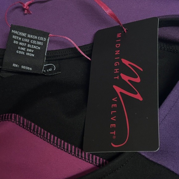 Midnight Velvet Ponte Colorblock Purple Fuchsia Black Office Cocktail Dress - Picture 13 of 14